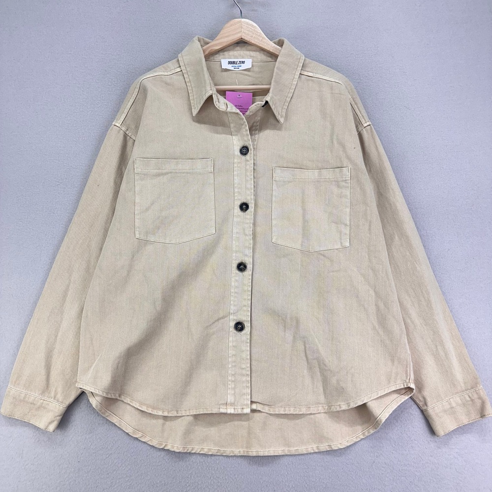 Double Zero Shacket Womens M Oversized Button Front Khaki NWT Utility